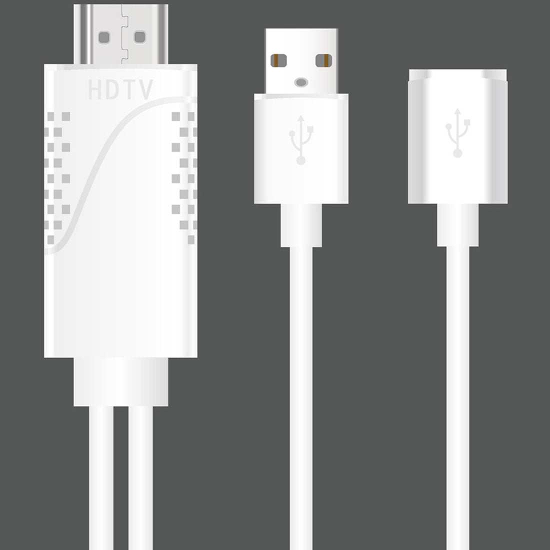 USB 2.0 Female Input to HDMI Male Output Phone Screen Mirroring Cable USB Power 5V 1A 1080p 1m for iPhone Android TV Monitor
