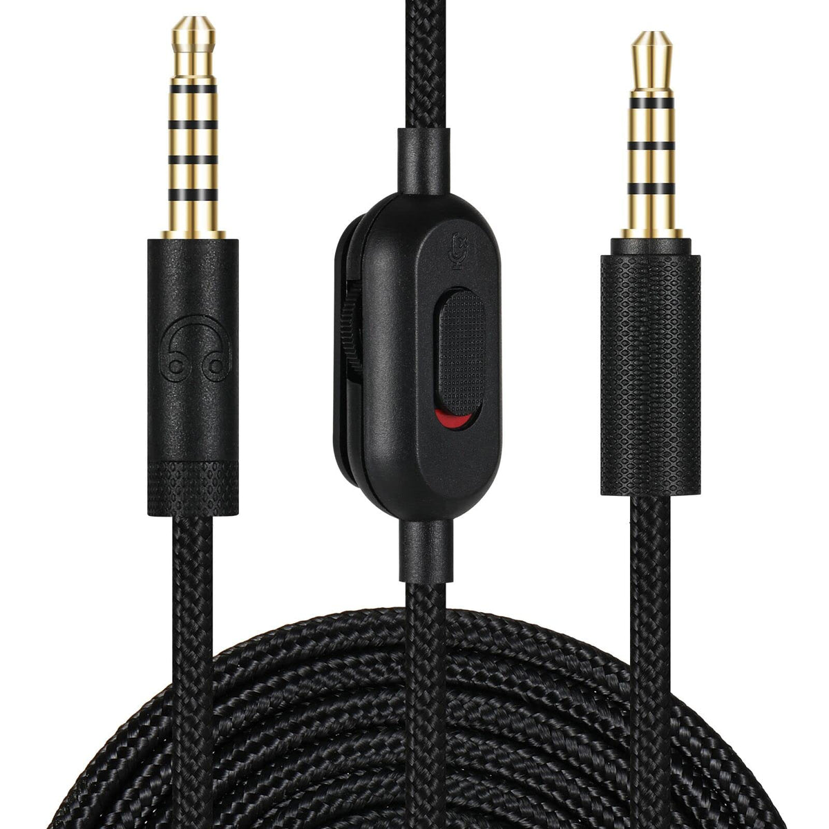 Replacement Audio Cable for Logitech G Pro X G433 G233 Headset 3.5mm 5 Pole to 4 Pole Braided Aux Cord with Inline Mute Volume Control for PC PS5 Xbox