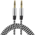 3.5mm Male to Male Aux Cable 3ft Braided 1/8 Inch TRS Stereo Audio Cord 3 Pole Gold Plated Car Aux Jack for Headphone Speaker PC Laptop Phone Tablet