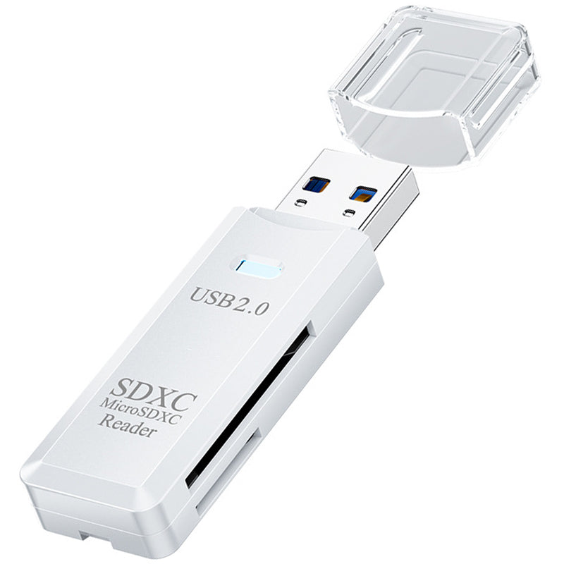 USB SD Card Reader 2 in 1 Dual Slot Flash Memory Adapter Micro SD TF SDHC SDXC USB 2.0 for PC Laptop Desktop Camera Dash Cam Trail Camera
