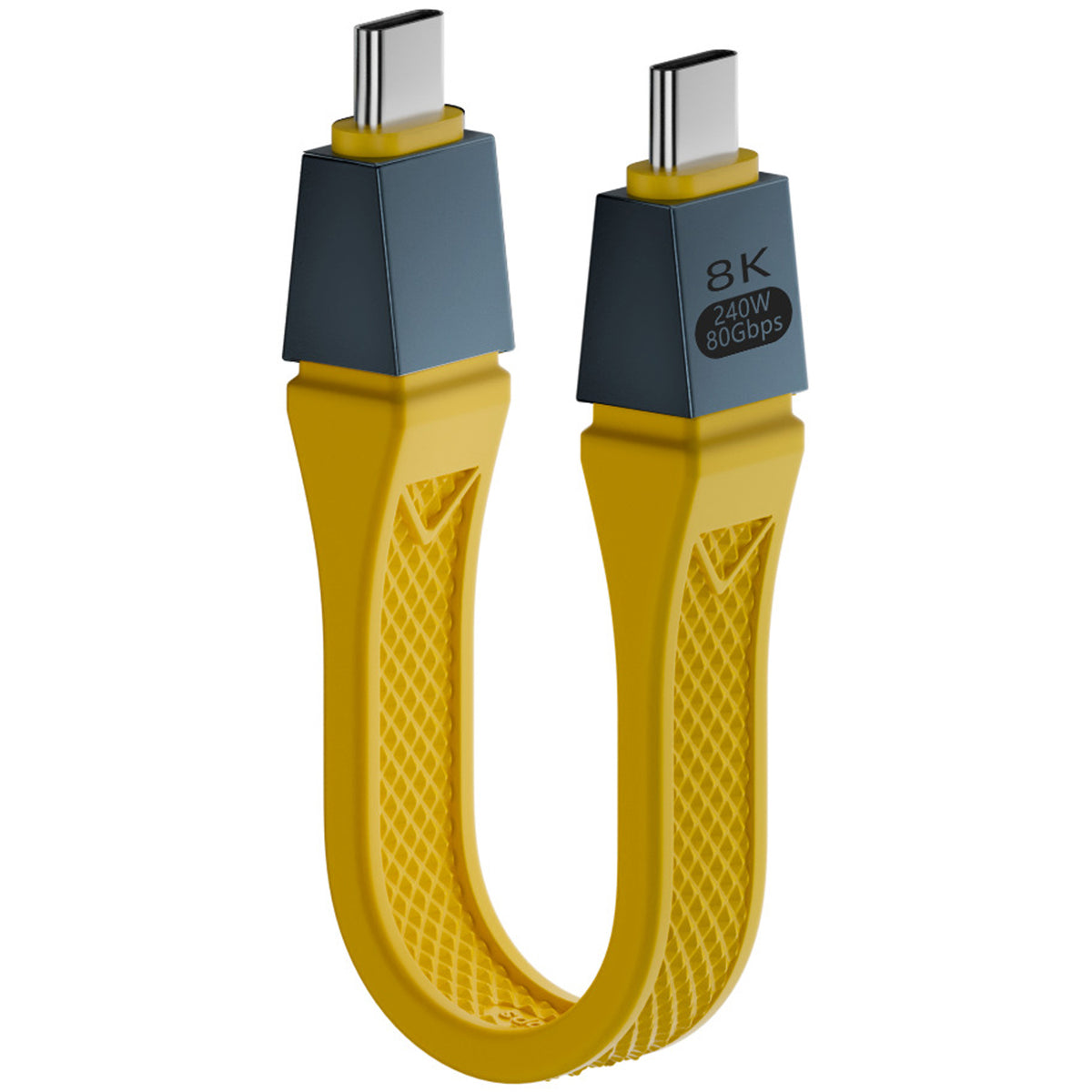 Short USB C to USB C Cable 5 Inch 80Gbps 240W PD FPC Flat Thunderbolt 5 4 USB4 8K 60Hz Video for iPhone 16 MacBook iPad External SSD Docking Station