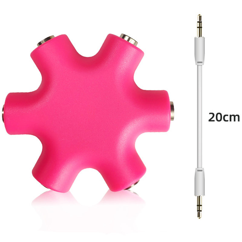 3.5mm Headphone Splitter 5 Way 1 Male to 5 Female Audio Hub Share Music with 5 Headphones for Phone Laptop Tablet
