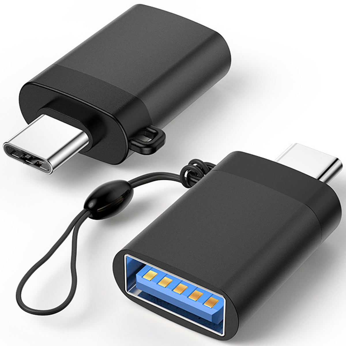 USB C Male to USB A Female Adapter USB 3.0 5Gbps OTG 5V 2A Charging Data Converter with Lanyard for Phone Tablet Laptop Mouse Keyboard Flash Drive