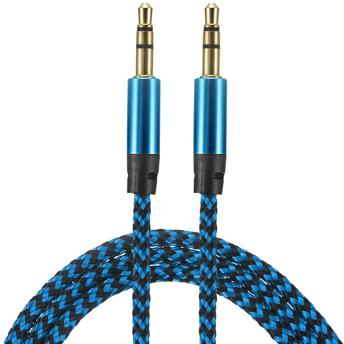 3.5mm Male to Male Aux Cable 3ft Braided 1/8 Inch TRS Stereo Audio Cord 3 Pole Gold Plated Car Aux Jack for Headphone Speaker PC Laptop Phone Tablet