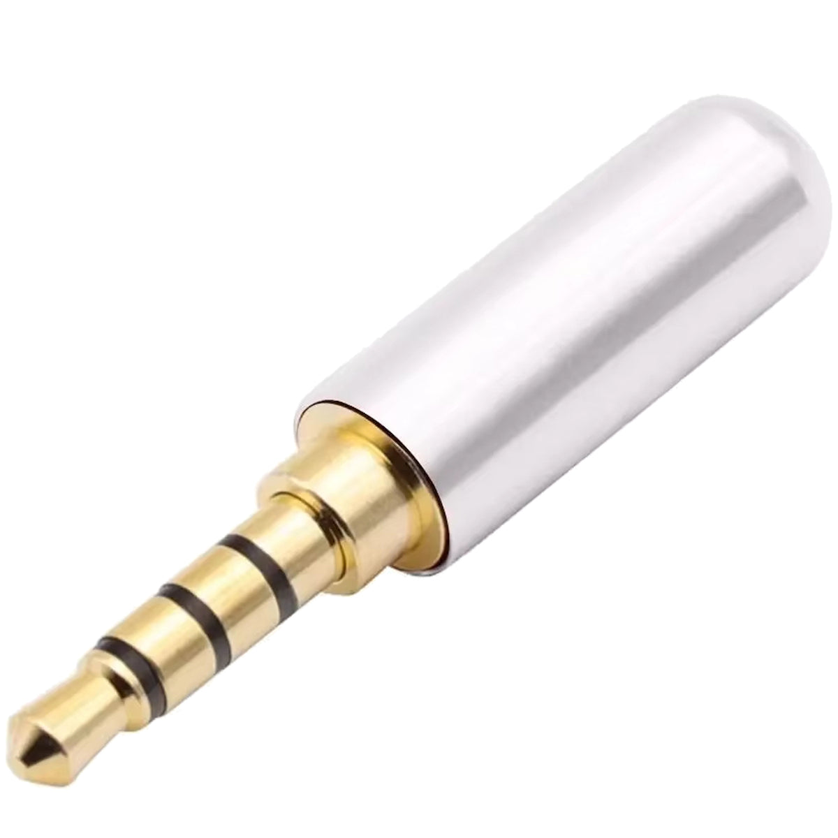 3.5mm TRRS 4 Pole Male Solder Audio Plug Connector 1/8 Inch Gold Plated DIY Replacement Jack for Headphone Headset Microphone Cable Repair Metal Shell