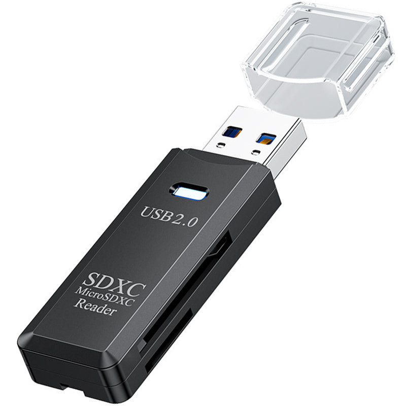 USB SD Card Reader 2 in 1 Dual Slot Flash Memory Adapter Micro SD TF SDHC SDXC USB 2.0 for PC Laptop Desktop Camera Dash Cam Trail Camera