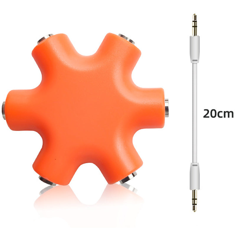 3.5mm Headphone Splitter 5 Way 1 Male to 5 Female Audio Hub Share Music with 5 Headphones for Phone Laptop Tablet