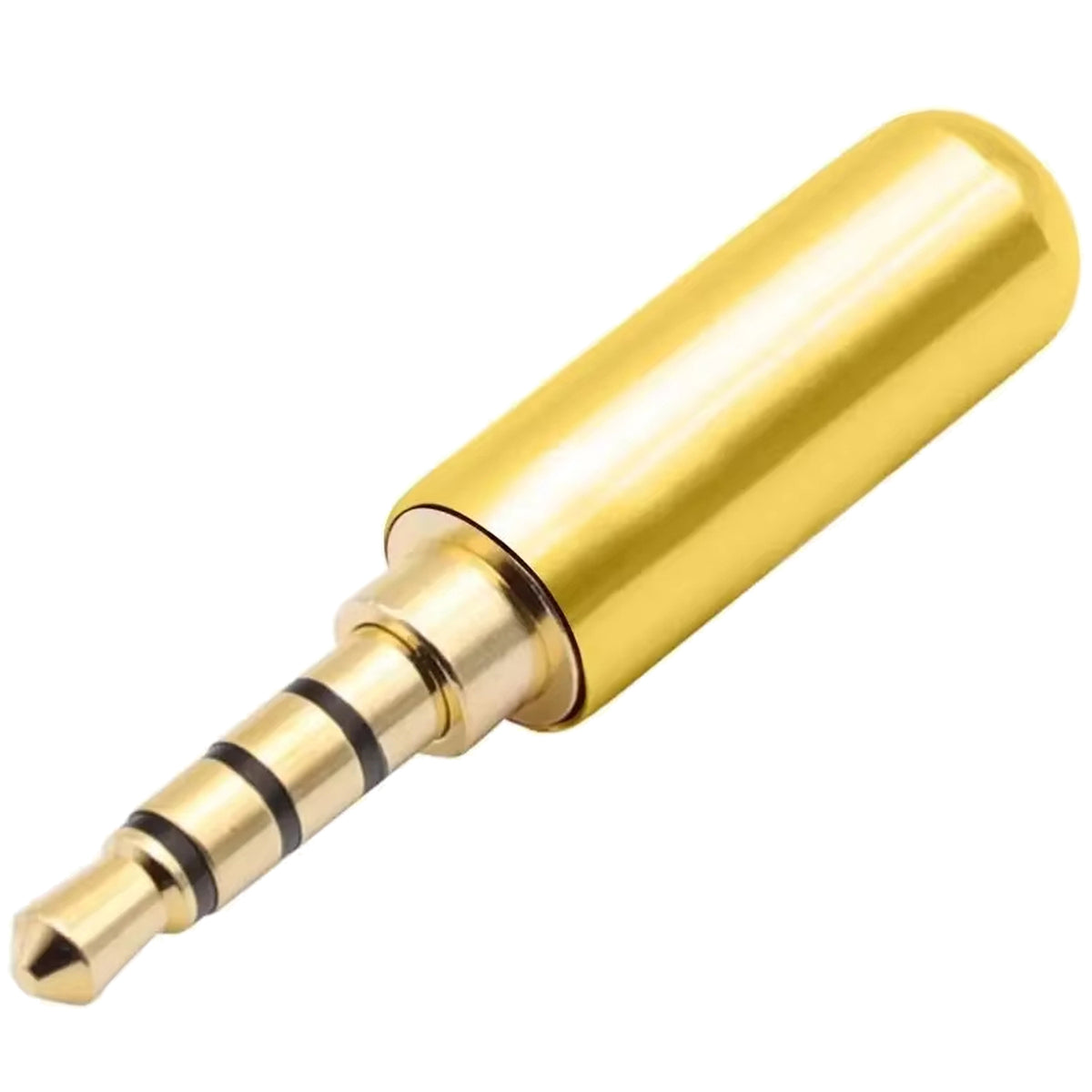 3.5mm TRRS 4 Pole Male Solder Audio Plug Connector 1/8 Inch Gold Plated DIY Replacement Jack for Headphone Headset Microphone Cable Repair Metal Shell