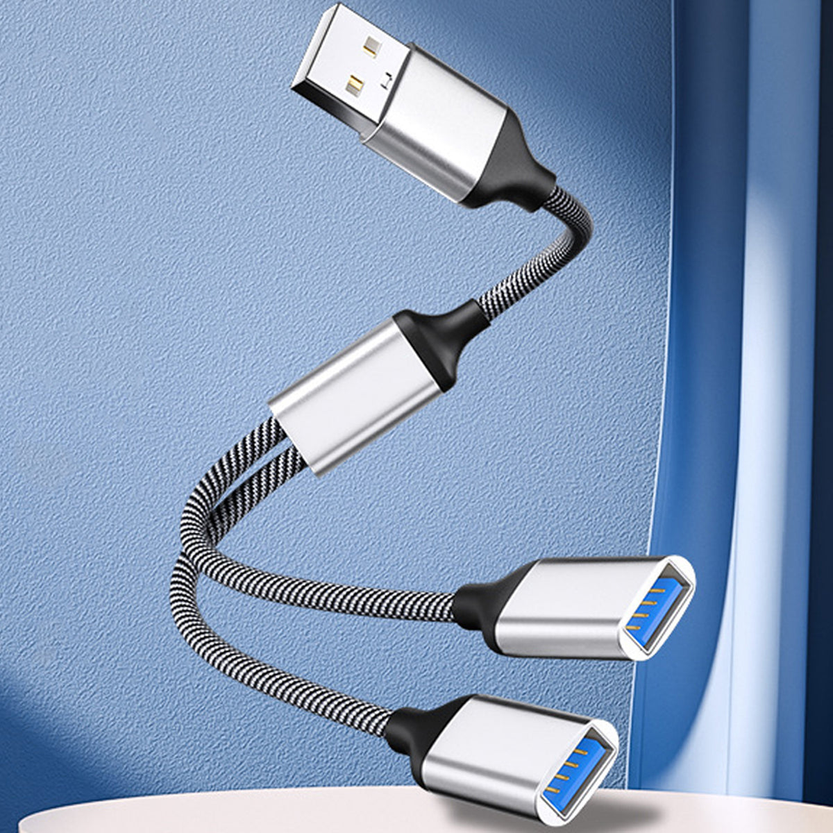 USB to Dual USB Splitter Cable USB A Male to 2 USB Female Y Cord 2 Port Hub Adapter Data Sync Dual Charging Extender for Laptop PC Car Flash Drive