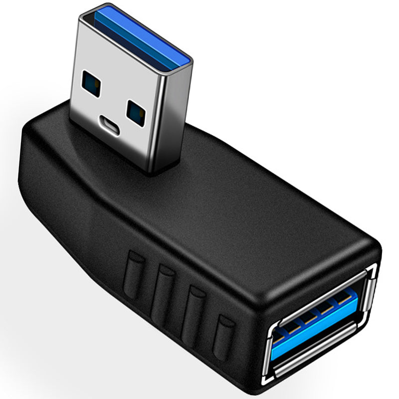 USB 3.0 Adapter 90 Degree Male to Female Left Angle Right Angle 5Gbps SuperSpeed USB A Connector for PC Laptop Hard Drive Flash Drive Black Blue