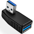 USB 3.0 Adapter 90 Degree Male to Female Left Angle Right Angle 5Gbps SuperSpeed USB A Connector for PC Laptop Hard Drive Flash Drive Black Blue