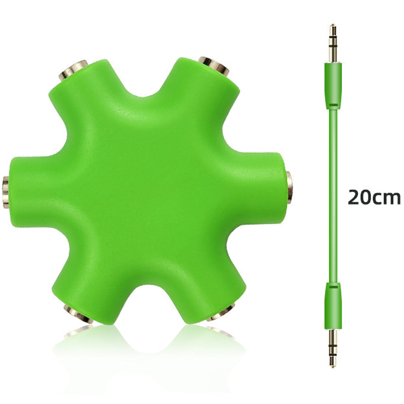3.5mm Headphone Splitter 5 Way 1 Male to 5 Female Audio Hub Share Music with 5 Headphones for Phone Laptop Tablet