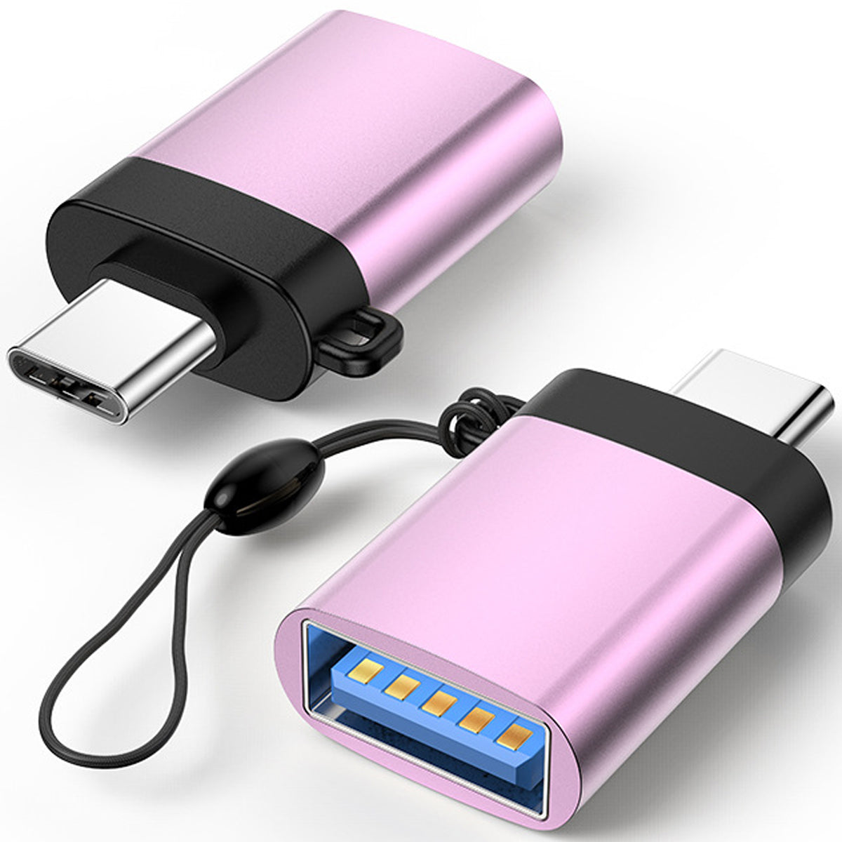 USB C Male to USB A Female Adapter USB 3.0 5Gbps OTG 5V 2A Charging Data Converter with Lanyard for Phone Tablet Laptop Mouse Keyboard Flash Drive