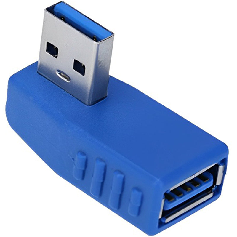 USB 3.0 Adapter 90 Degree Male to Female Left Angle Right Angle 5Gbps SuperSpeed USB A Connector for PC Laptop Hard Drive Flash Drive Black Blue