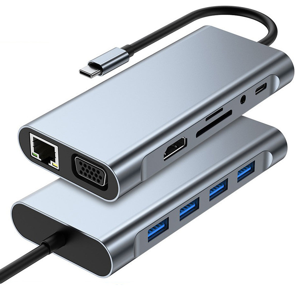 USB C Hub 11 in 1 Docking Station with 4K HDMI VGA RJ45 Ethernet USB 3.0 SD TF Card Reader 3.5mm Audio PD Charging for MacBook Pro Air
