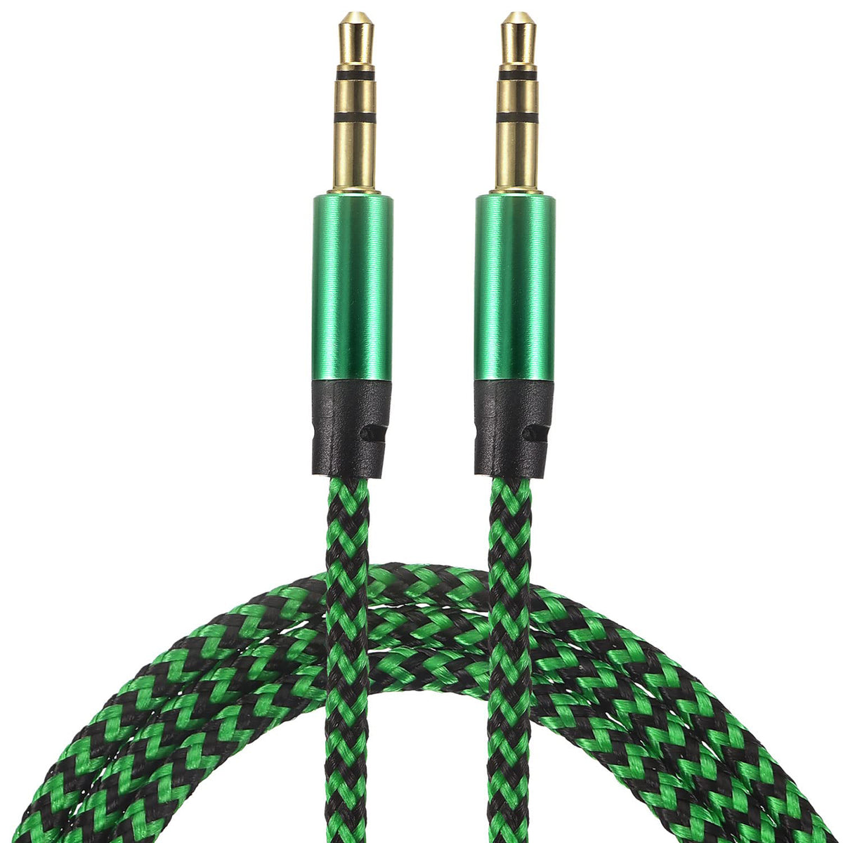 3.5mm Male to Male Aux Cable 3ft Braided 1/8 Inch TRS Stereo Audio Cord 3 Pole Gold Plated Car Aux Jack for Headphone Speaker PC Laptop Phone Tablet