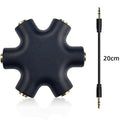 3.5mm Headphone Splitter 5 Way 1 Male to 5 Female Audio Hub Share Music with 5 Headphones for Phone Laptop Tablet