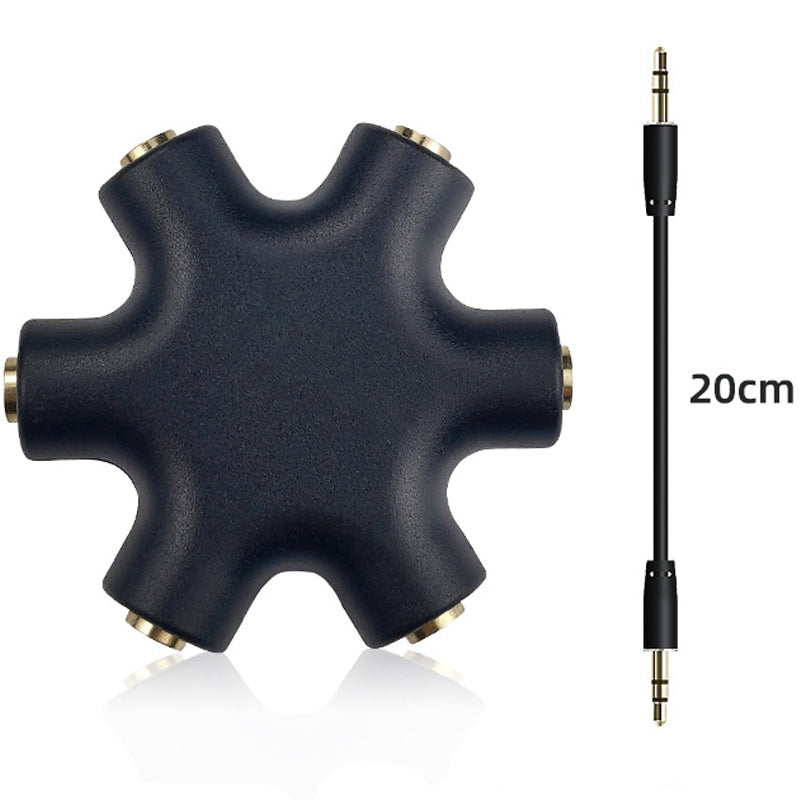 3.5mm Headphone Splitter 5 Way 1 Male to 5 Female Audio Hub Share Music with 5 Headphones for Phone Laptop Tablet