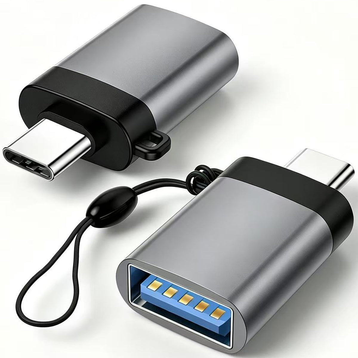 USB C Male to USB A Female Adapter USB 3.0 5Gbps OTG 5V 2A Charging Data Converter with Lanyard for Phone Tablet Laptop Mouse Keyboard Flash Drive