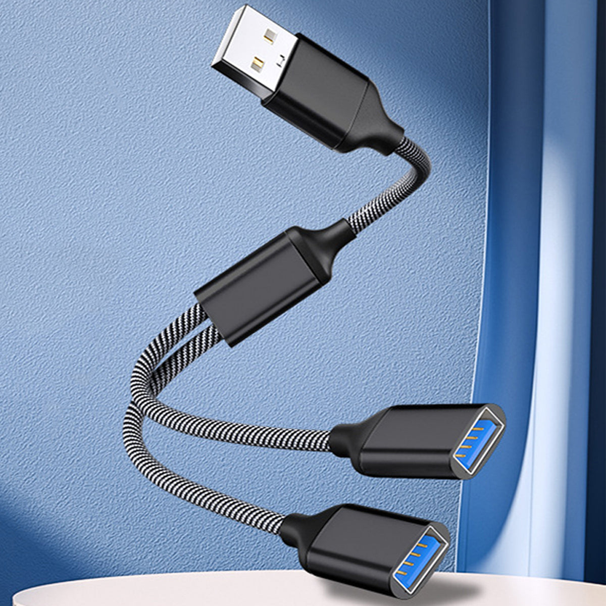 USB to Dual USB Splitter Cable USB A Male to 2 USB Female Y Cord 2 Port Hub Adapter Data Sync Dual Charging Extender for Laptop PC Car Flash Drive