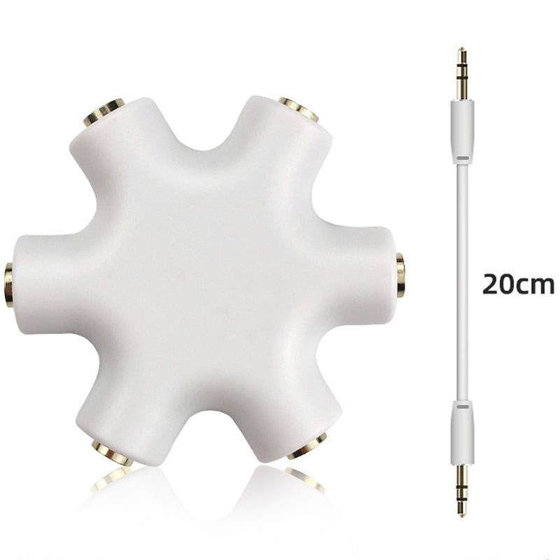 3.5mm Headphone Splitter 5 Way 1 Male to 5 Female Audio Hub Share Music with 5 Headphones for Phone Laptop Tablet