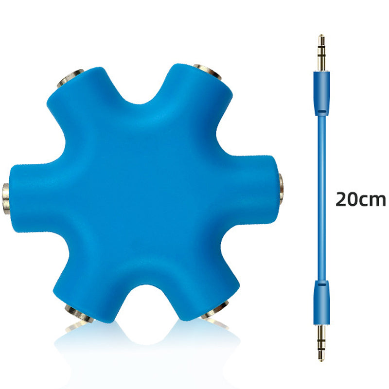 3.5mm Headphone Splitter 5 Way 1 Male to 5 Female Audio Hub Share Music with 5 Headphones for Phone Laptop Tablet