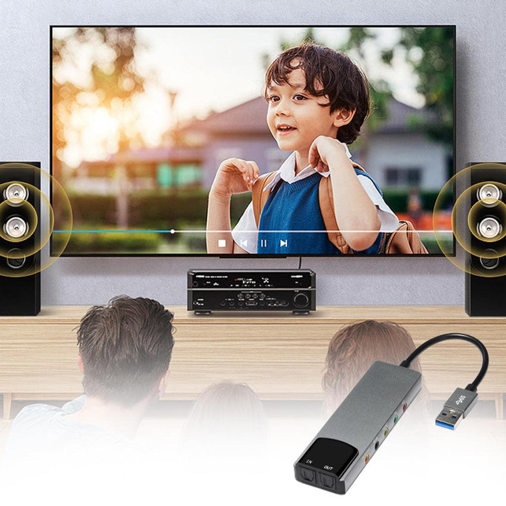 USB External Sound Card 5.1 7.1 Channel SPDIF Optical Audio Adapter Aluminum 48KHz Digital Audio Converter for PC Laptop Desktop Sound System