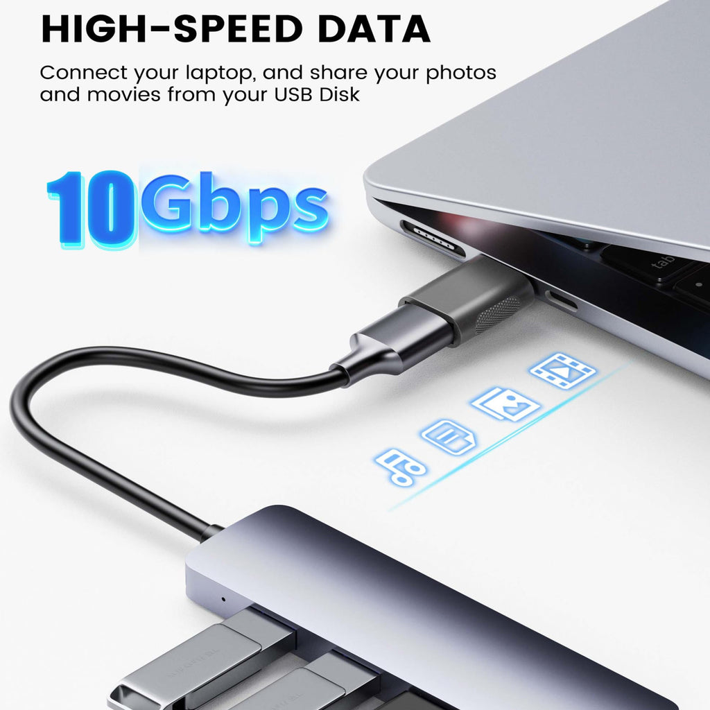 USB C to USB 3.2 Adapter 10Gbps Type C Male to USB A Female OTG Converter Thunderbolt 4 3 Zinc Alloy for MacBook Pro Air iPad iPhone 16 15 Galaxy Flash Drive