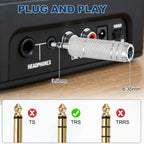 3.5mm to 6.35mm Audio Adapter 1/8 Male to 1/4 Female Stereo Headphone Jack Plug Converter TRS for PC Laptop Guitar Amp Speaker Mixing Console Receiver