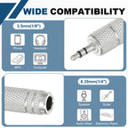 3.5mm to 6.35mm Audio Adapter 1/8 Male to 1/4 Female Stereo Headphone Jack Plug Converter TRS for PC Laptop Guitar Amp Speaker Mixing Console Receiver