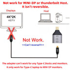 USB C Female to Mini DisplayPort Male Adapter 4K 60Hz Video Converter for Laptop Tablet Phone to Mini DP Monitor
