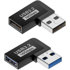 USB 3.2 Type A Male to Female 90 Degree Left Right Angle Adapter 10Gbps 5V 3A Extender for Laptop PC Hard Drive Hub Printer Scanner TV