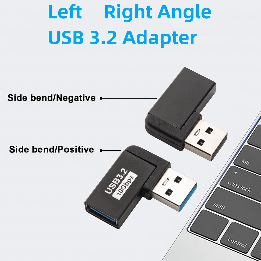 USB 3.2 Type A Male to Female 90 Degree Left Right Angle Adapter 10Gbps 5V 3A Extender for Laptop PC Hard Drive Hub Printer Scanner TV