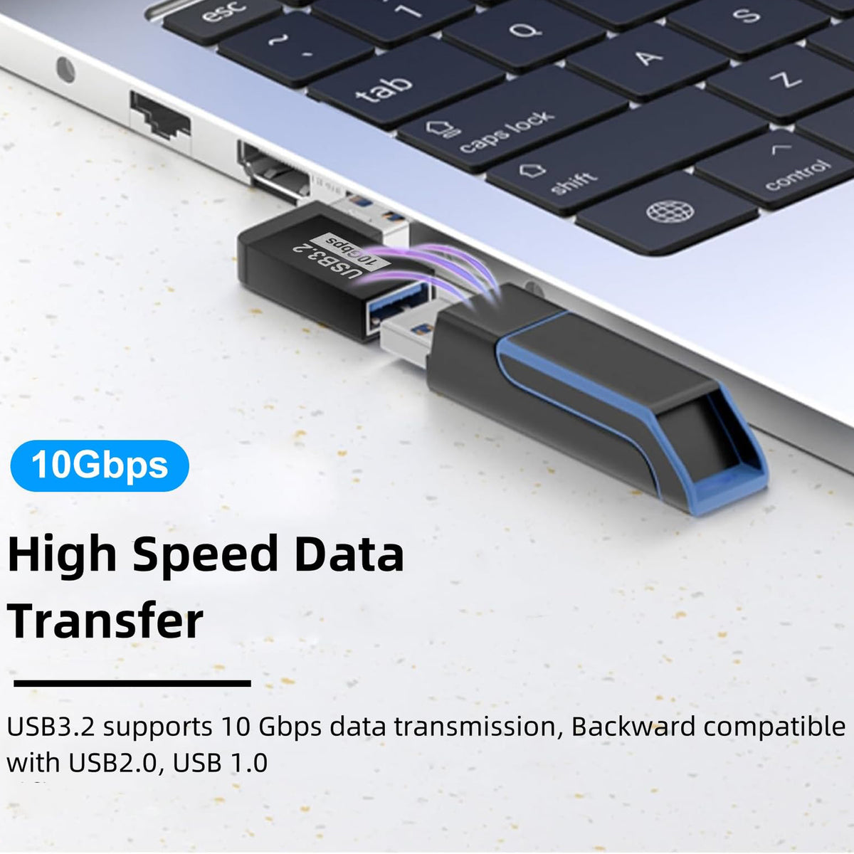 USB 3.2 Type A Male to Female 90 Degree Left Right Angle Adapter 10Gbps 5V 3A Extender for Laptop PC Hard Drive Hub Printer Scanner TV