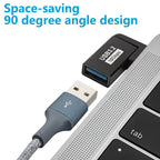 USB 3.2 Type A Male to Female 90 Degree Left Right Angle Adapter 10Gbps 5V 3A Extender for Laptop PC Hard Drive Hub Printer Scanner TV