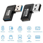 USB 3.2 Type A Male to Female 90 Degree Left Right Angle Adapter 10Gbps 5V 3A Extender for Laptop PC Hard Drive Hub Printer Scanner TV