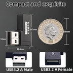 USB 3.2 Type A Male to Female 90 Degree Left Right Angle Adapter 10Gbps 5V 3A Extender for Laptop PC Hard Drive Hub Printer Scanner TV