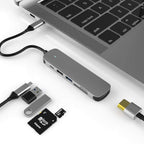 USB C Hub 6 in 1 Multiport Adapter with 4K HDMI USB A 3.0 USB A 2.0 SD microSD Card Reader 60W PD Charging for MacBook Pro Air iPad