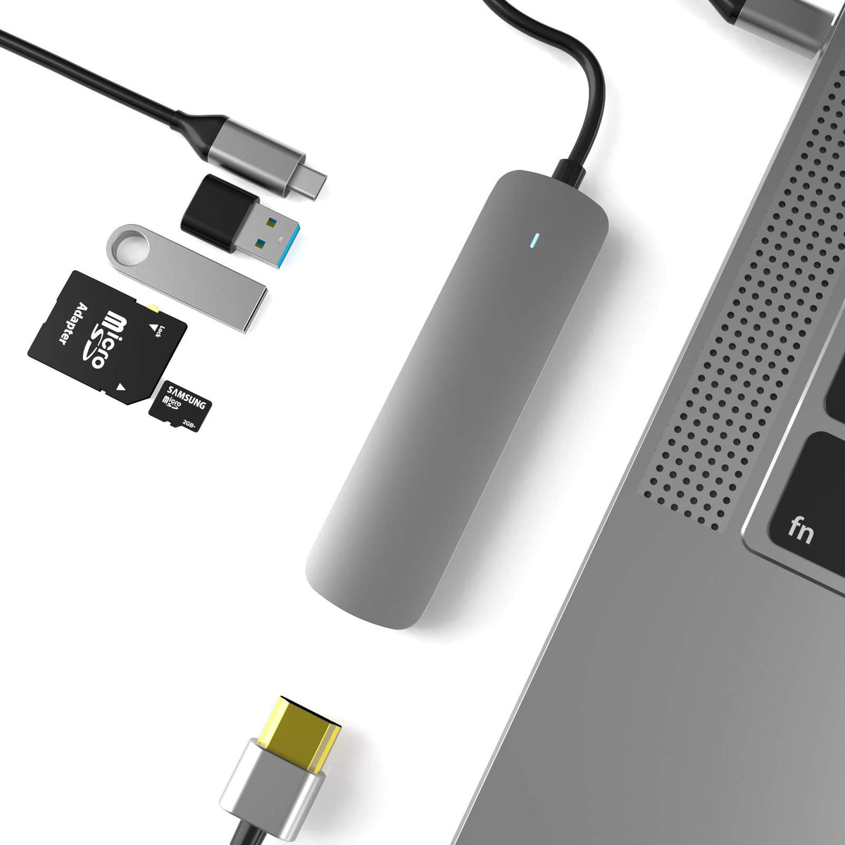 USB C Hub 6 in 1 Multiport Adapter with 4K HDMI USB A 3.0 USB A 2.0 SD microSD Card Reader 60W PD Charging for MacBook Pro Air iPad
