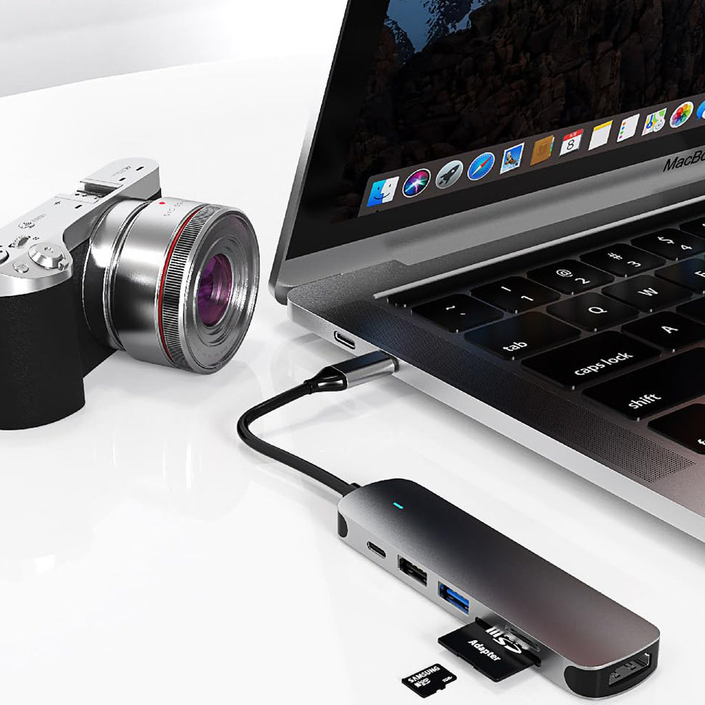 USB C Hub 6 in 1 Multiport Adapter with 4K HDMI USB A 3.0 USB A 2.0 SD microSD Card Reader 60W PD Charging for MacBook Pro Air iPad