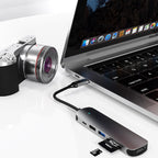 USB C Hub 6 in 1 Multiport Adapter with 4K HDMI USB A 3.0 USB A 2.0 SD microSD Card Reader 60W PD Charging for MacBook Pro Air iPad