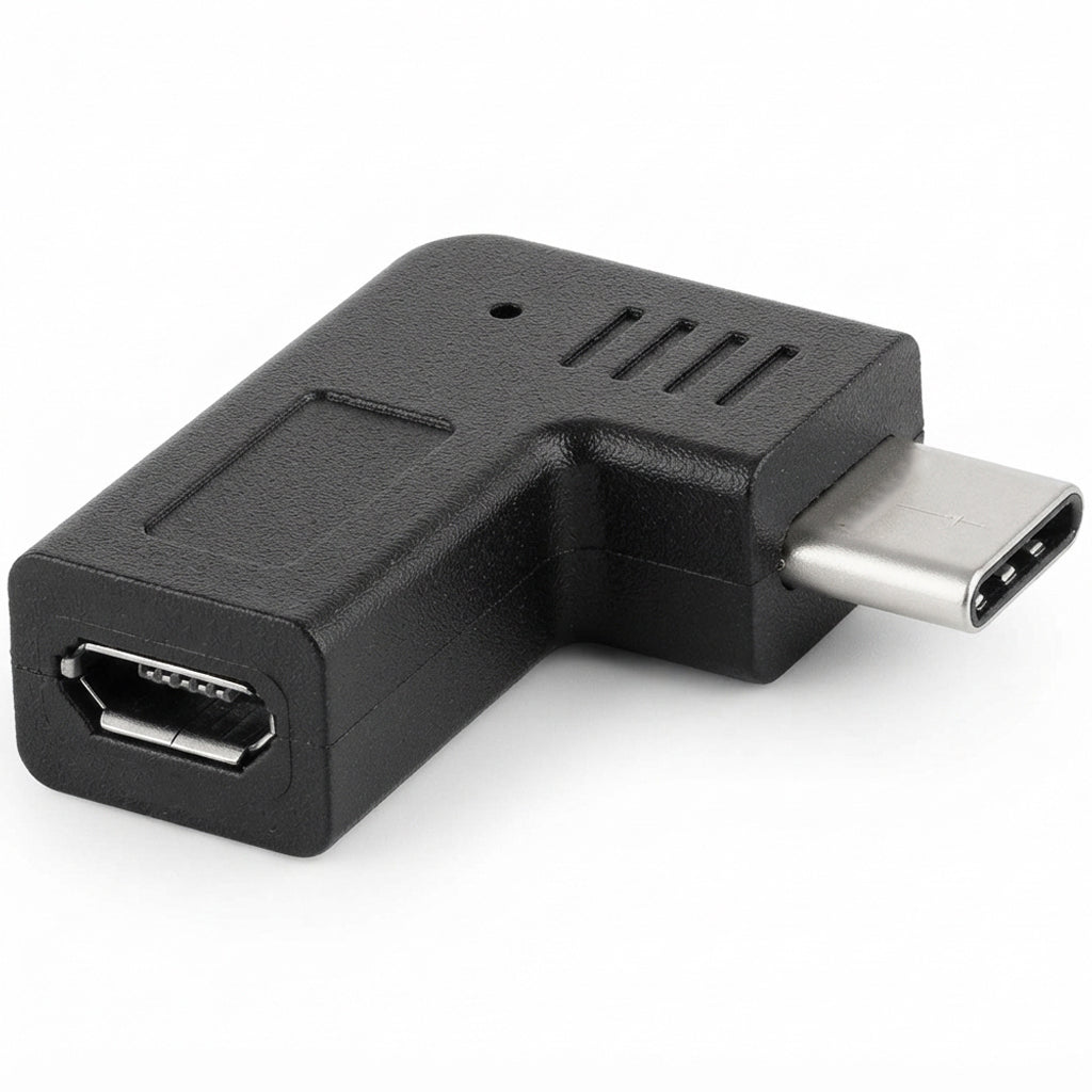 USB C Male to Micro USB Female Adapter 90 Degree Right Left Angle 480Mbps Data Sync Charging Converter 56K Resistor for Switch Galaxy Pixel MacBook