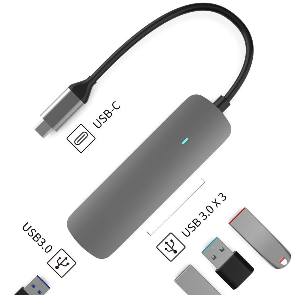 USB-C to 4-Port USB-A Hub 4-in-1 USB 3.0 Splitter Adapter 5Gbps Aluminum Compatible with MacBook iPad Pro Dell Samsung and USB-C Laptops