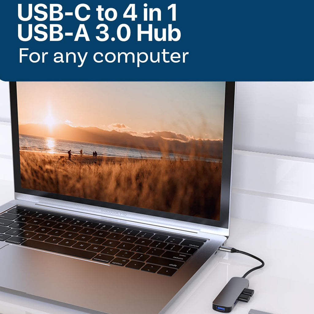 USB-C to 4-Port USB-A Hub 4-in-1 USB 3.0 Splitter Adapter 5Gbps Aluminum Compatible with MacBook iPad Pro Dell Samsung and USB-C Laptops