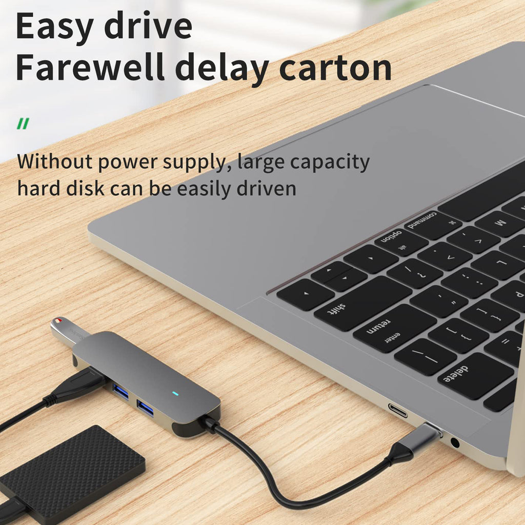 USB-C to 4-Port USB-A Hub 4-in-1 USB 3.0 Splitter Adapter 5Gbps Aluminum Compatible with MacBook iPad Pro Dell Samsung and USB-C Laptops