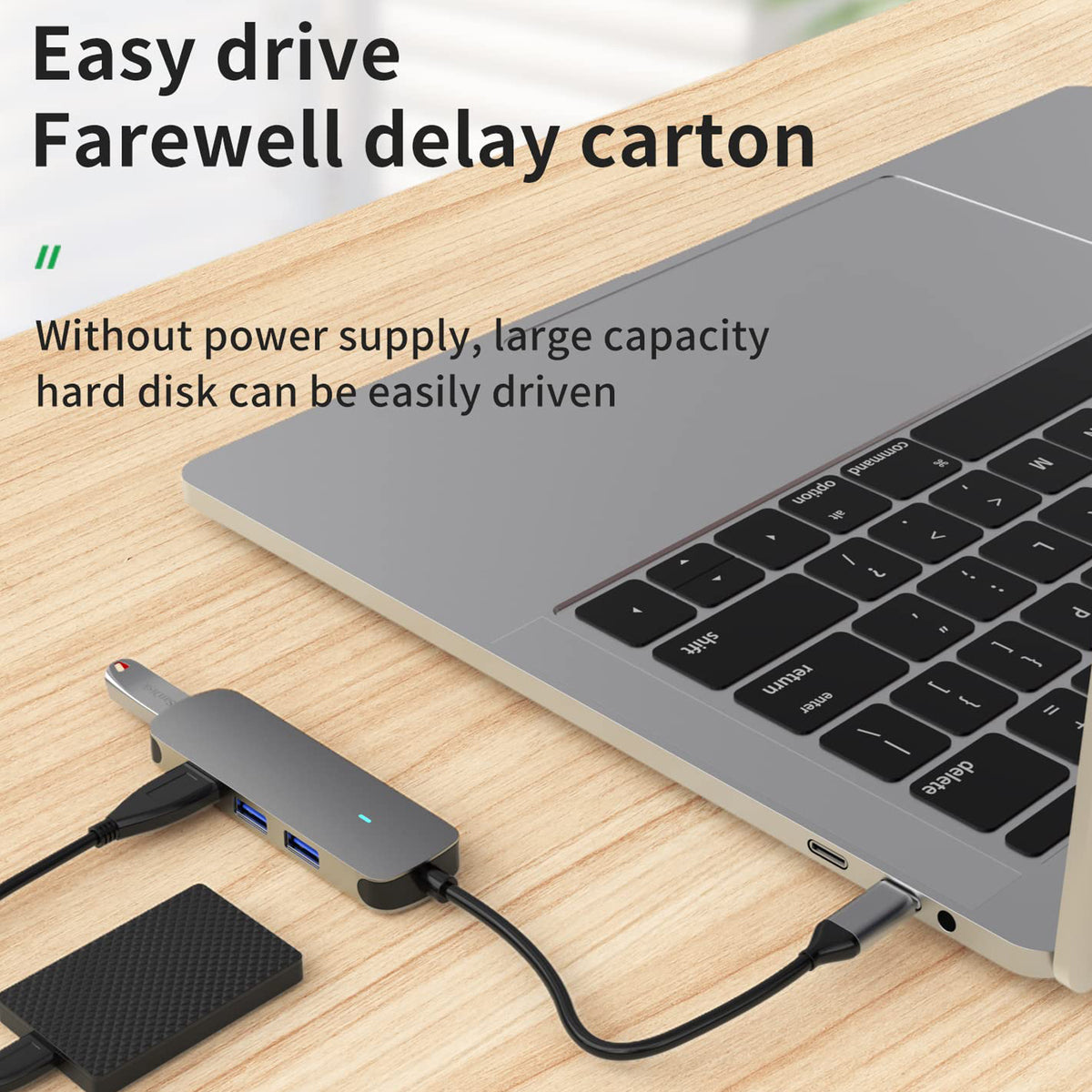 USB-C to 4-Port USB-A Hub 4-in-1 USB 3.0 Splitter Adapter 5Gbps Aluminum Compatible with MacBook iPad Pro Dell Samsung and USB-C Laptops