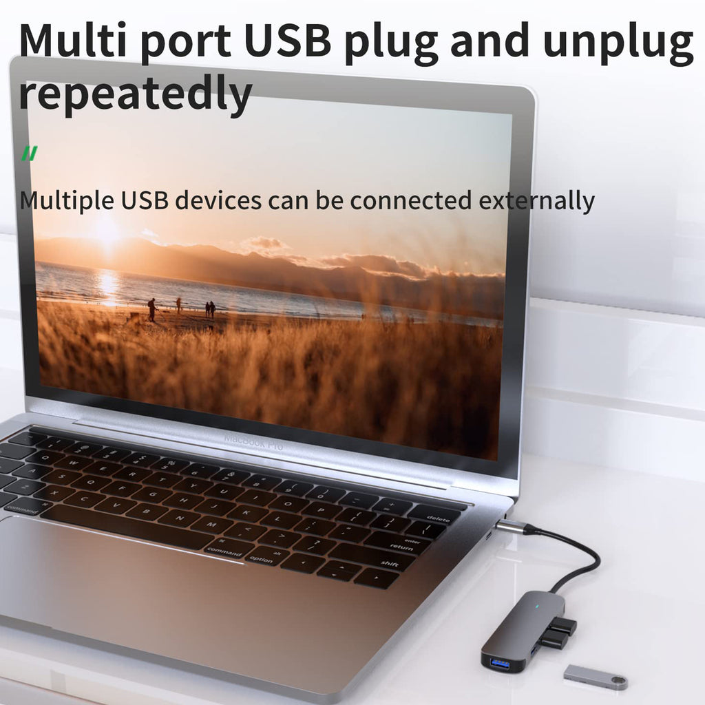 USB-C to 4-Port USB-A Hub 4-in-1 USB 3.0 Splitter Adapter 5Gbps Aluminum Compatible with MacBook iPad Pro Dell Samsung and USB-C Laptops