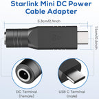 USB C PD to DC 5.5 x 2.1mm Female Power Adapter 20V 65W Type C Male to DC5521 Converter for Mini Satellite Antenna