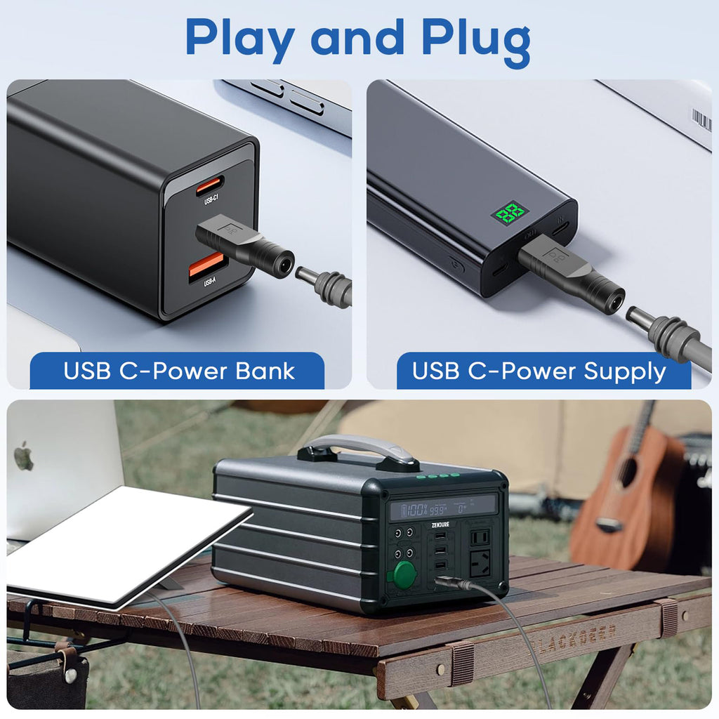USB C PD to DC 5.5 x 2.1mm Female Power Adapter 20V 65W Type C Male to DC5521 Converter for Mini Satellite Antenna