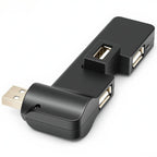 USB 2.0 Hub 4-Port 480Mbps, 90°/180° Rotatable, Plug & Play USB Splitter for Laptop, PC, Flash Drive, Keyboard, Mouse – Windows/Mac/Linux